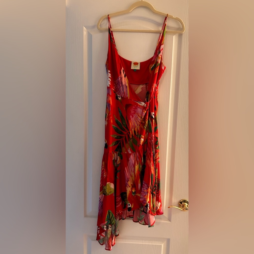 Farm rio macaw wrap dress